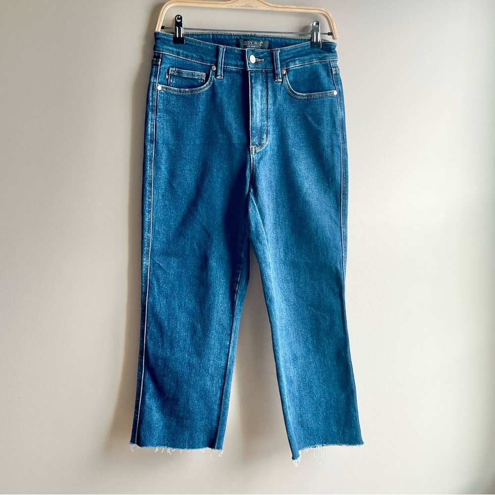 Judy Blue Straight Leg Raw Edge Jeans in Deep Blue size 7/28